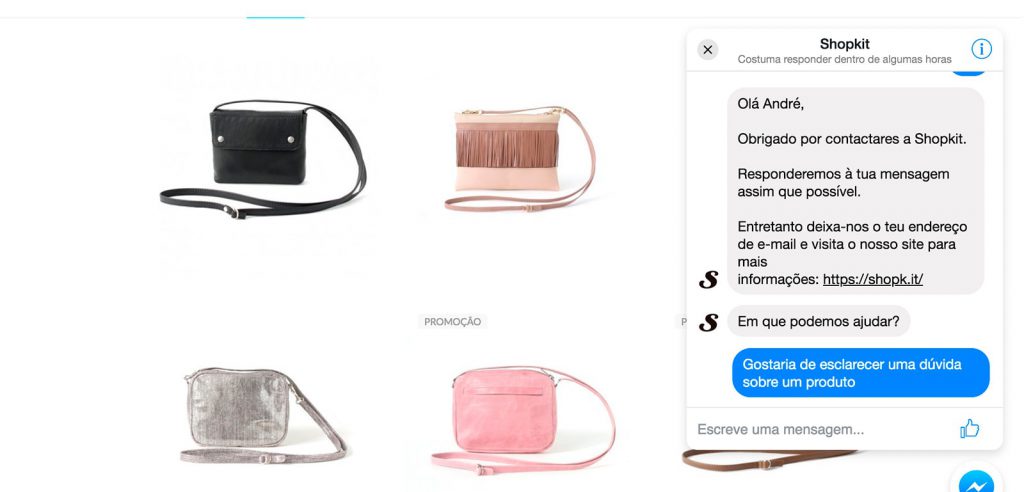 Facebook Messenger em lojas online