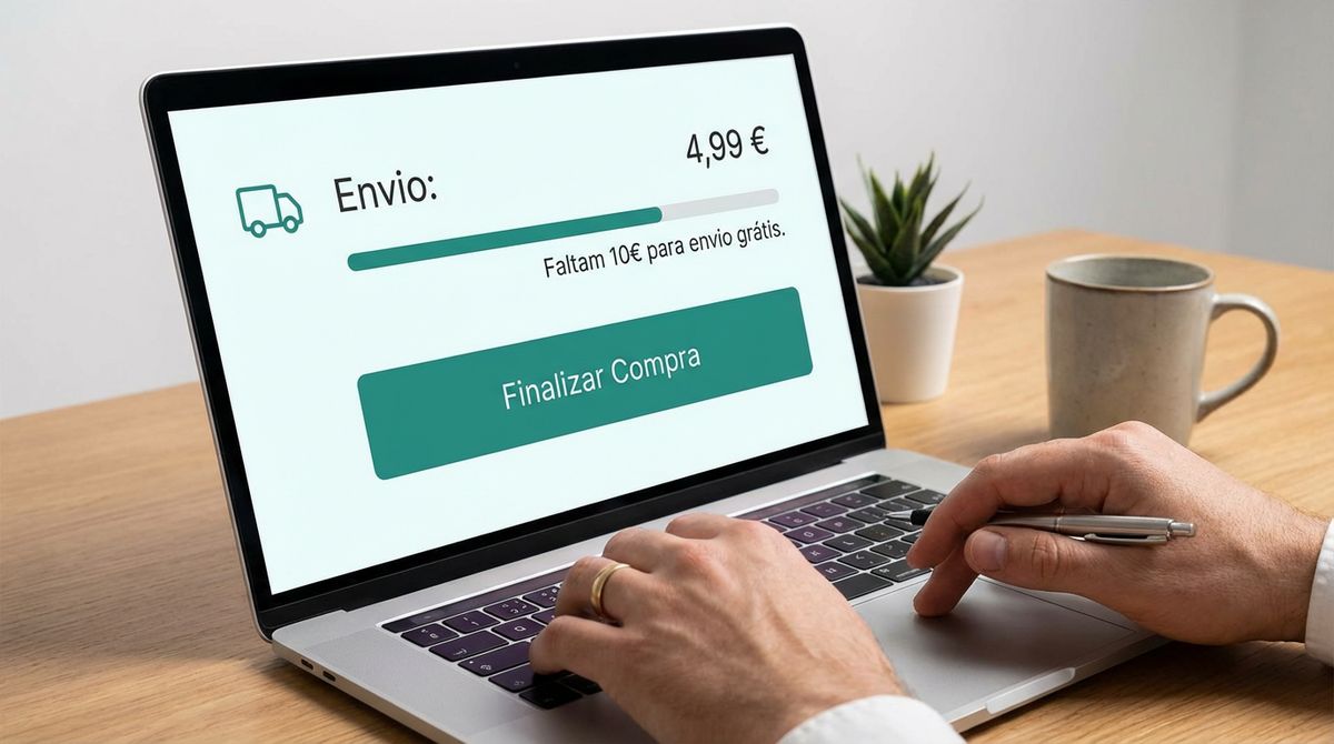 Checkout de loja online com opções de envio e custo de portes