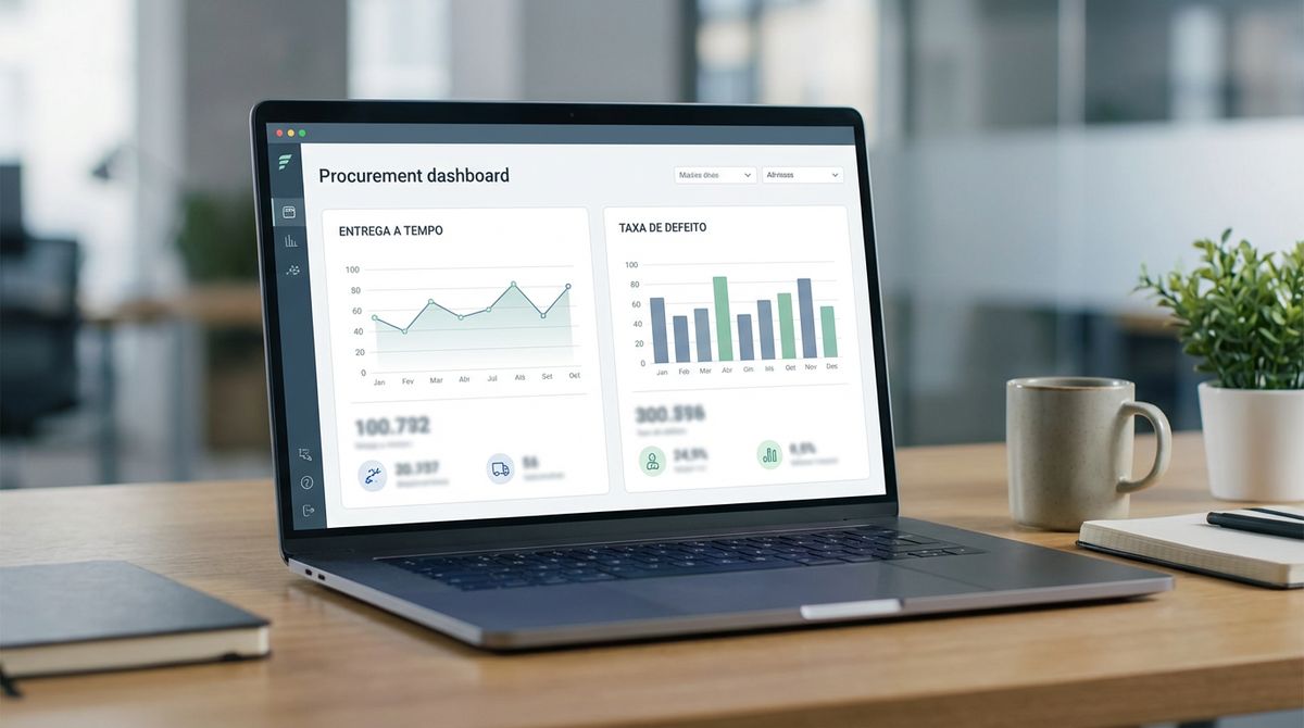 Painel de controlo com KPIs para monitorizar desempenho de fornecedores