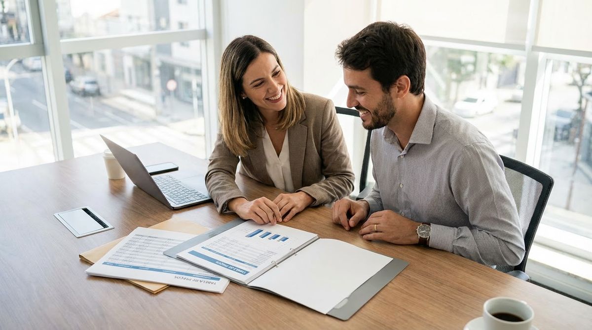 Reunião de negociação de preços e condições entre loja online e fornecedor
