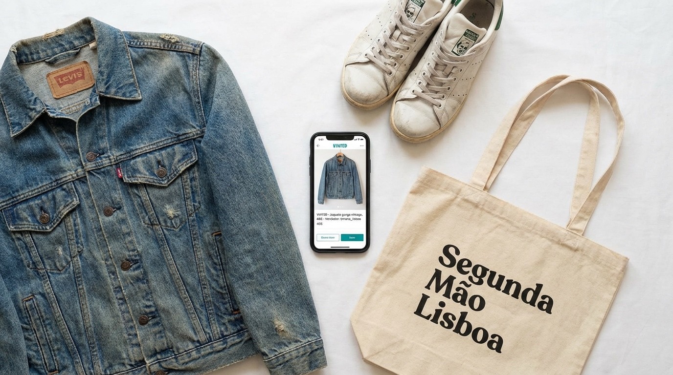 Produtos de moda em segunda mão preparados para venda online