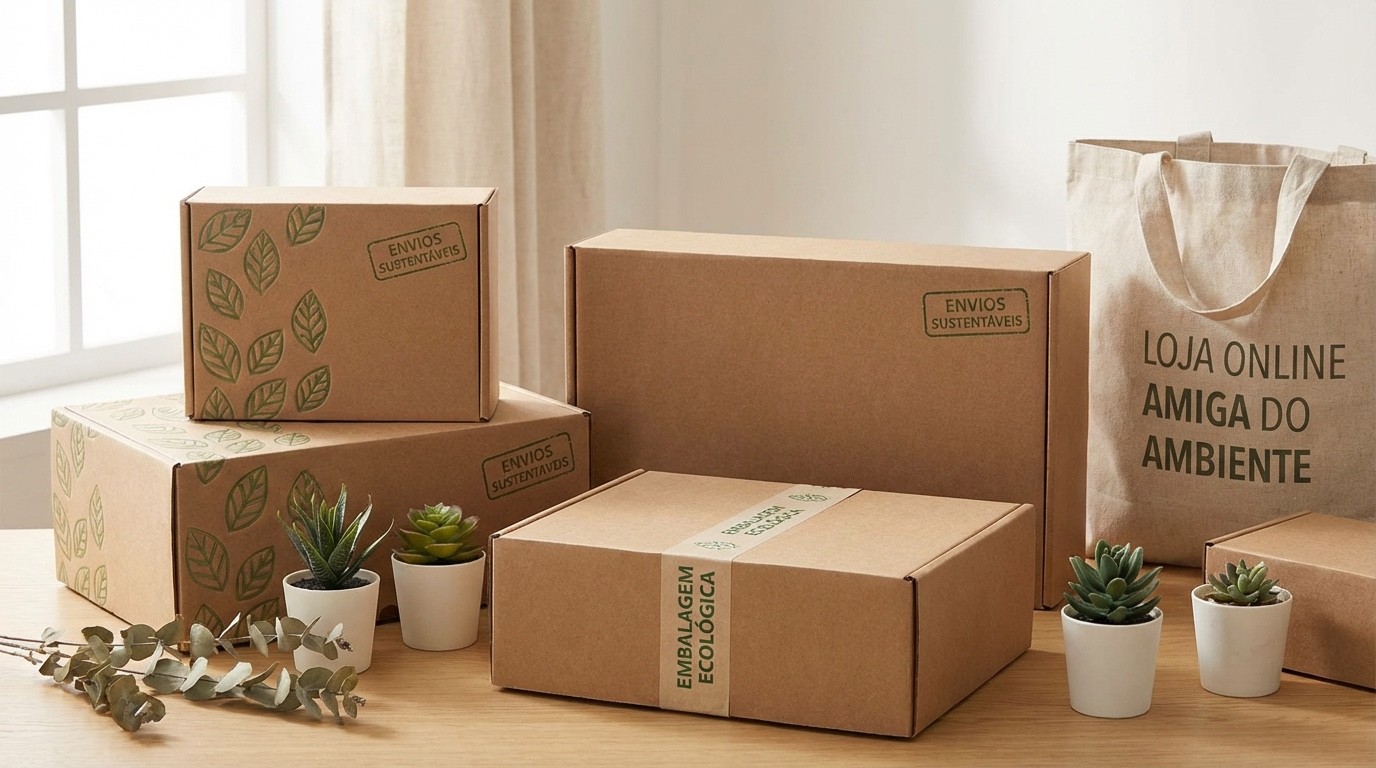 Embalagem sustentável para e-commerce com materiais reciclados