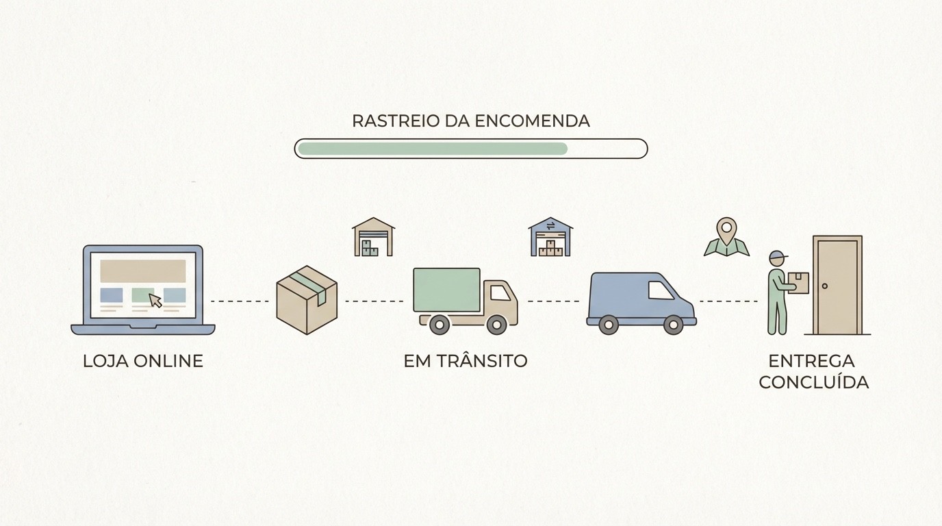 Ilustração de encomendas, tracking e entrega para loja online
