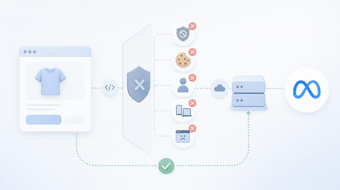 Visual sobre browser, consentimento e bloqueios que impedem o tracking de eventos