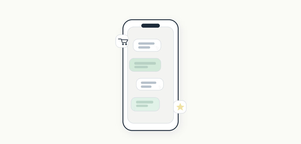 Ilustração editorial sobre WhatsApp Business na jornada de compra de uma loja online